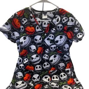 NWOT Disney Nightmare Before Christmas Small Scrubs Top
